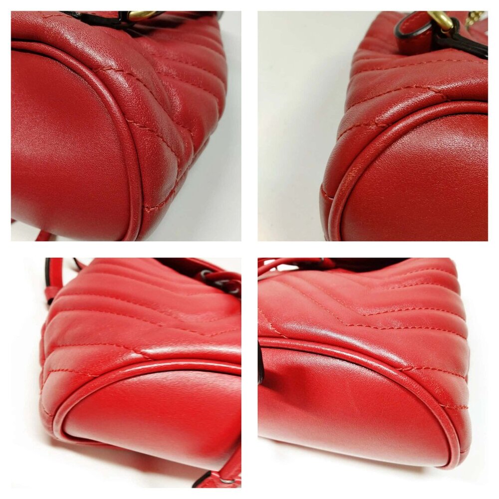 Authentic Gucci GG Marmont Mini Red Backpack | Quilted Leather Designer Bag - Picture 9 of 16